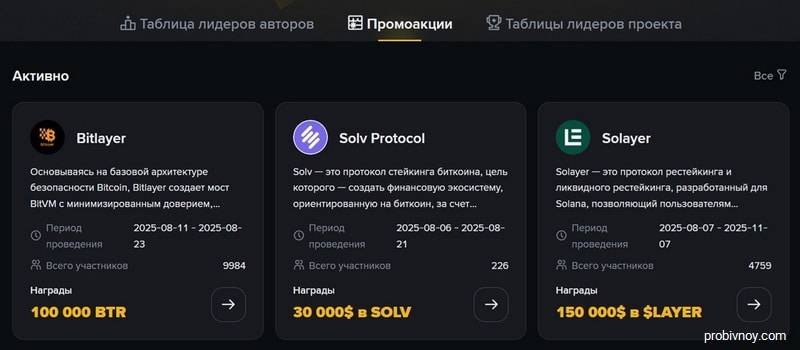 Промоакции CreatorPad Промоакции CreatorPad